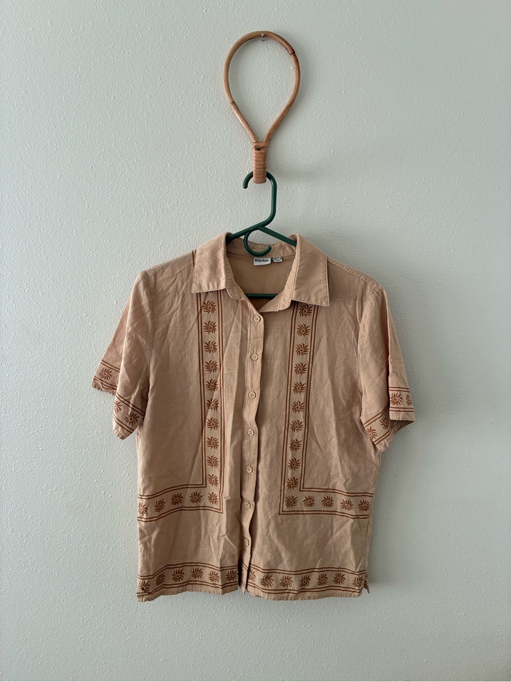 Rhythm short sleeve button up with floral detail